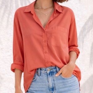 Sanctuary Button-Up Shirt Cotton Orange Size XS NWT